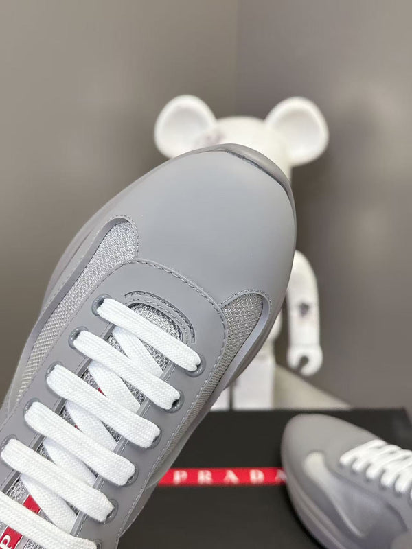 Prad America's Cup Logo Tag Sneakers Grey Soft Rubber & Bike Fabric 951927