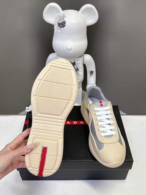 Prad America's Cup Logo Tag Sneakers Cream Soft Rubber & Bike Fabric 951922