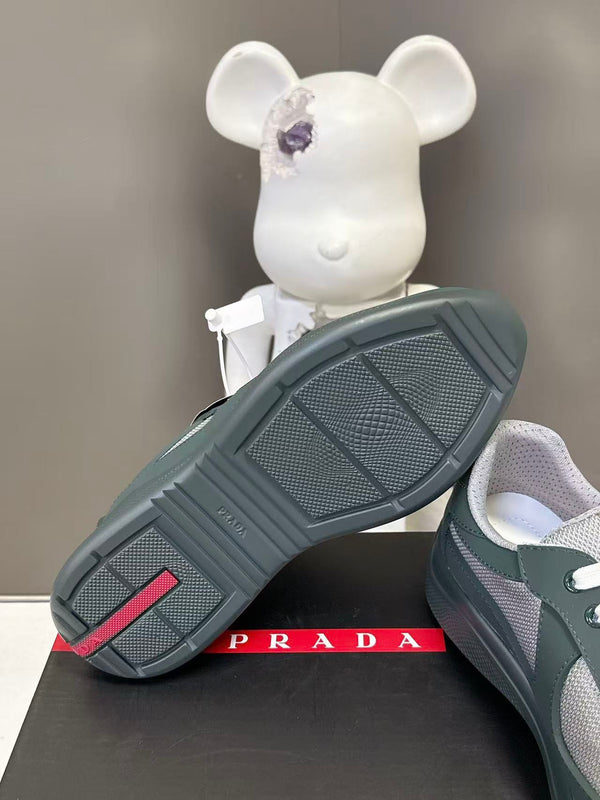 Prad America's Cup Logo Tag Sneakers Dark Olive Green Soft Rubber & Bike Fabric 951921