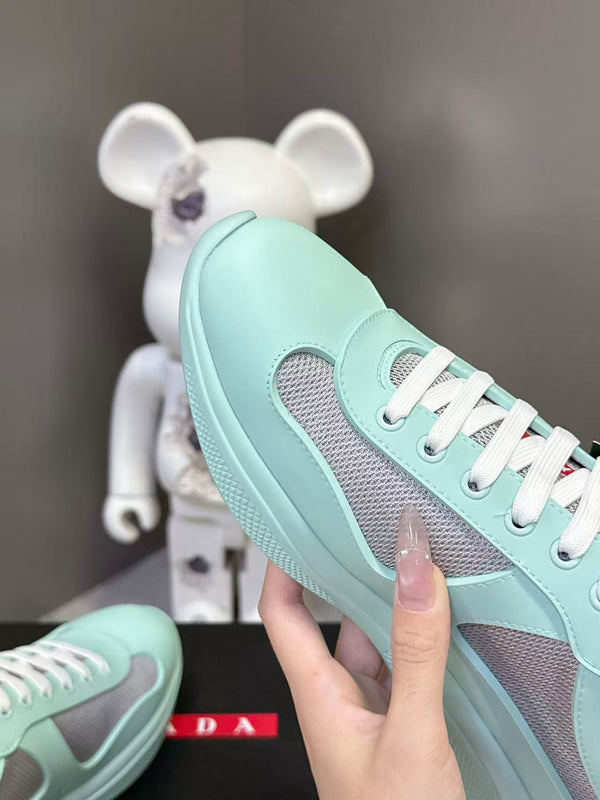 Prad America's Cup Logo Tag Sneakers Mint Blue Soft Rubber & Bike Fabric 951920