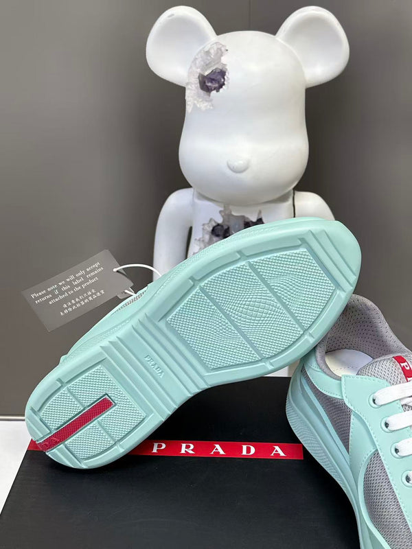 Prad America's Cup Logo Tag Sneakers Mint Blue Soft Rubber & Bike Fabric 951920