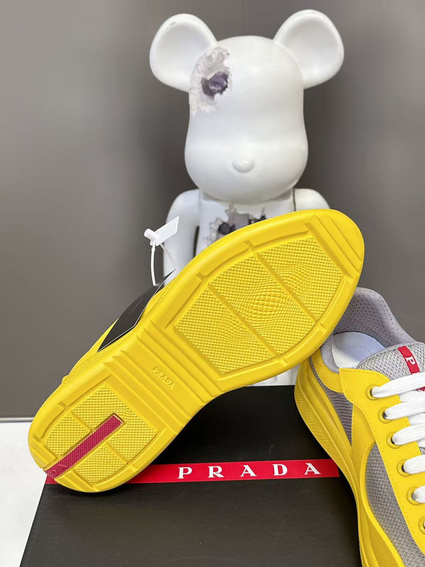 Prad America's Cup Logo Tag Sneakers Yellow Soft Rubber & Bike Fabric 951919