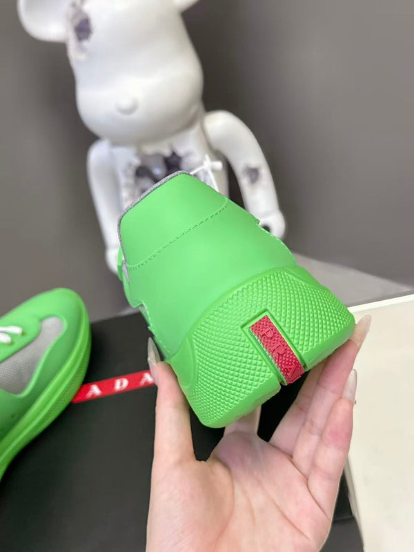 Prad America's Cup Logo Tag Sneakers Green Soft Rubber & Bike Fabric 951918