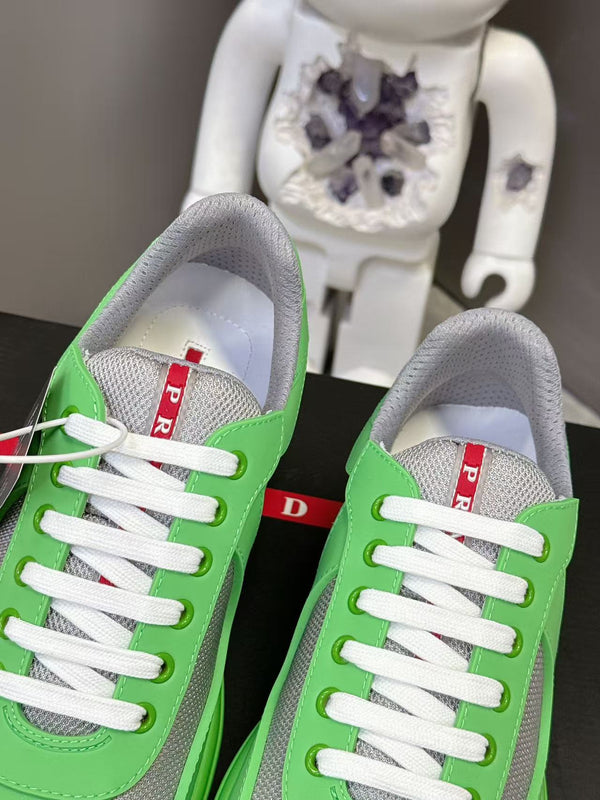 Prad America's Cup Logo Tag Sneakers Green Soft Rubber & Bike Fabric 951918