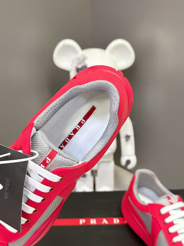Prad America's Cup Logo Tag Sneakers Red Soft Rubber & Bike Fabric 951916