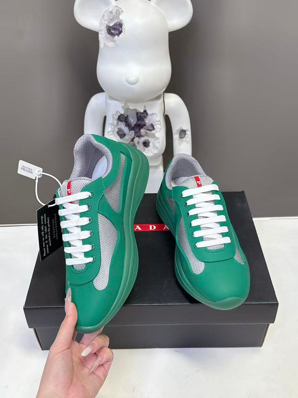 Prad America's Cup Logo Tag Sneakers Dark Green Soft Rubber & Bike Fabric 951915