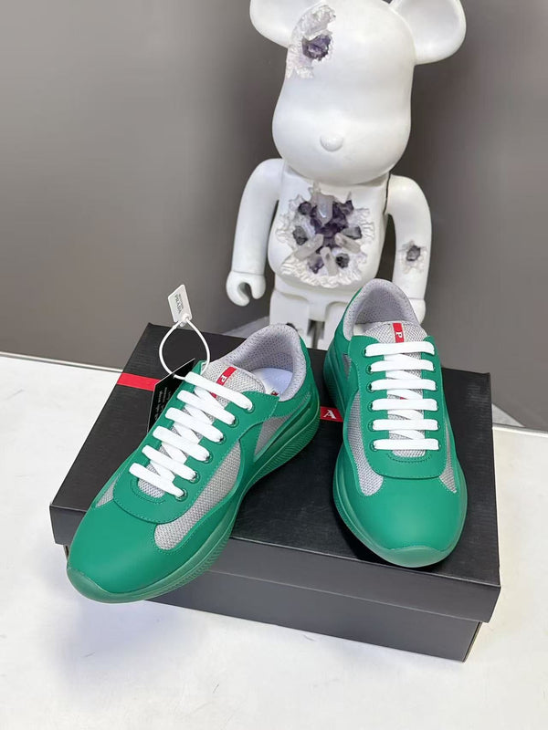 Prad America's Cup Logo Tag Sneakers Dark Green Soft Rubber & Bike Fabric 951915