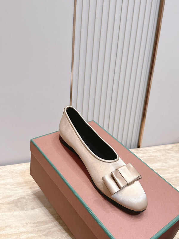 LP Bow Ballet Flats Beige Satin 954496