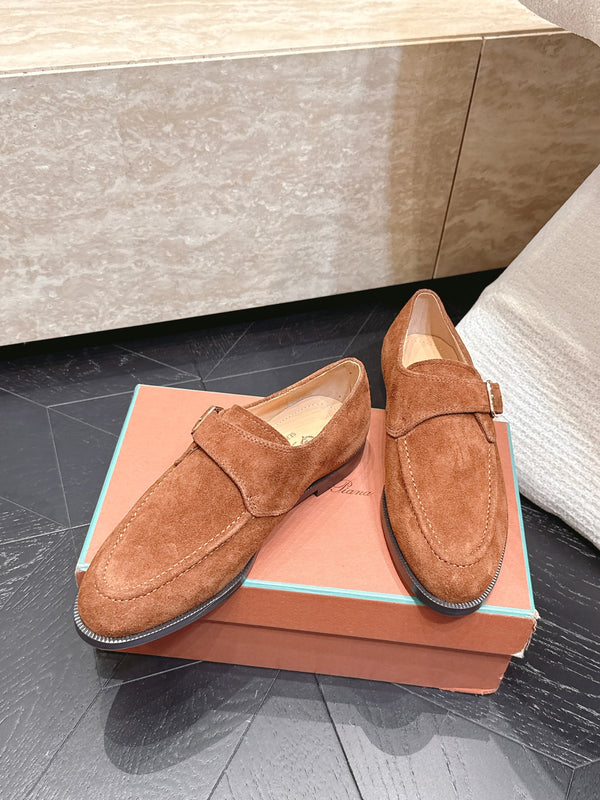 LP Single Monk Strap Loafers Buckle Brown Suede 954483