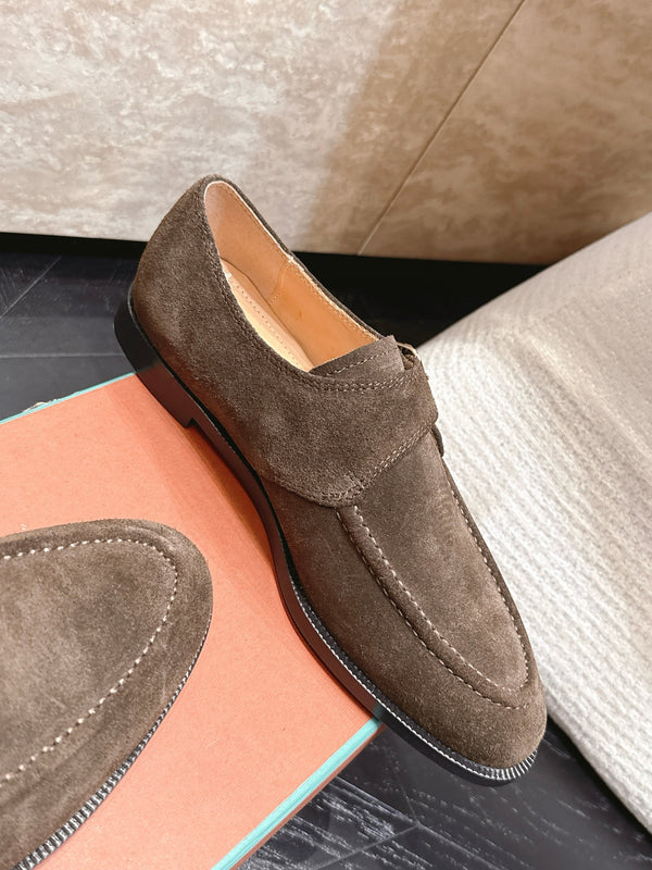 LP Single Monk Strap Loafers Buckle Dark Brown Suede 954481