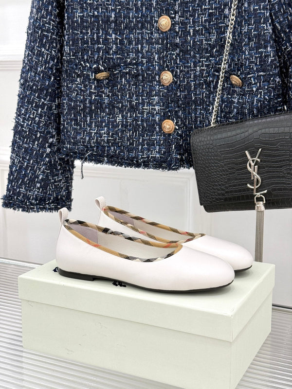 Burberry Robin Ballet Flats White Leather 956166