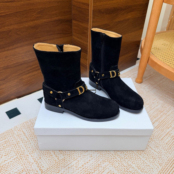 CD Bolt Ankle Boots Strap Black Suede 973985