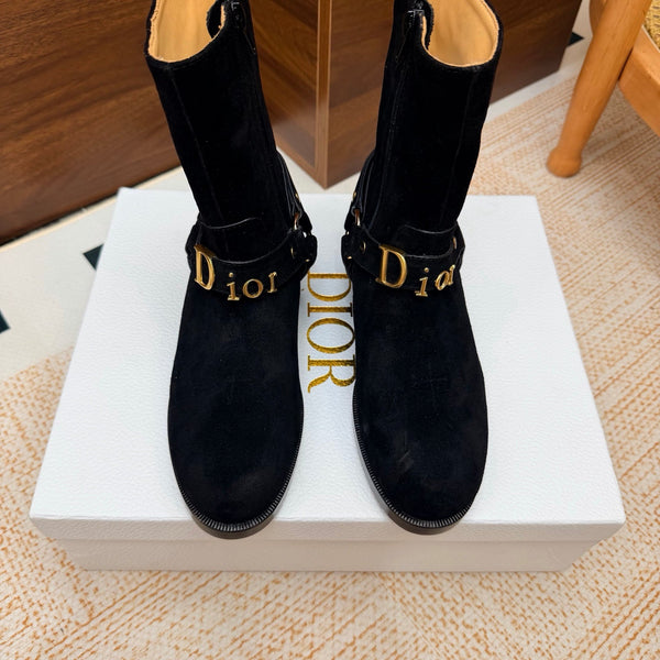 CD Bolt Ankle Boots Strap Black Suede 973985