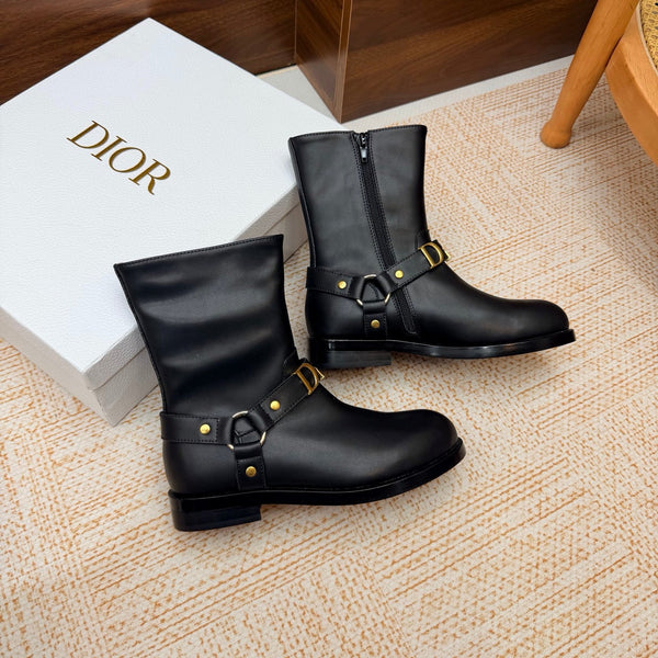 CD Bolt Ankle Boots Strap Black Leather 973983