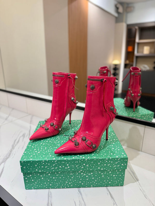 BLC Cagole Mid-Calf Boots 9.5cm Dark Pink Leather 985490