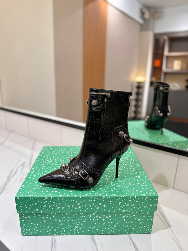 BLC Cagole Mid-Calf Boots 9.5cm Black Leather 985489