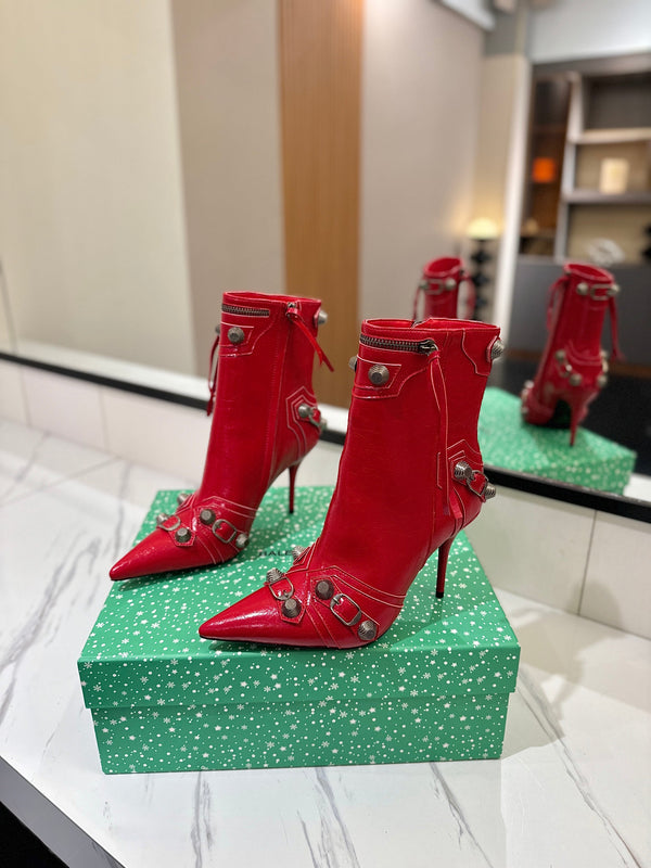 BLC Cagole Mid-Calf Boots 9.5cm Red Leather 985488