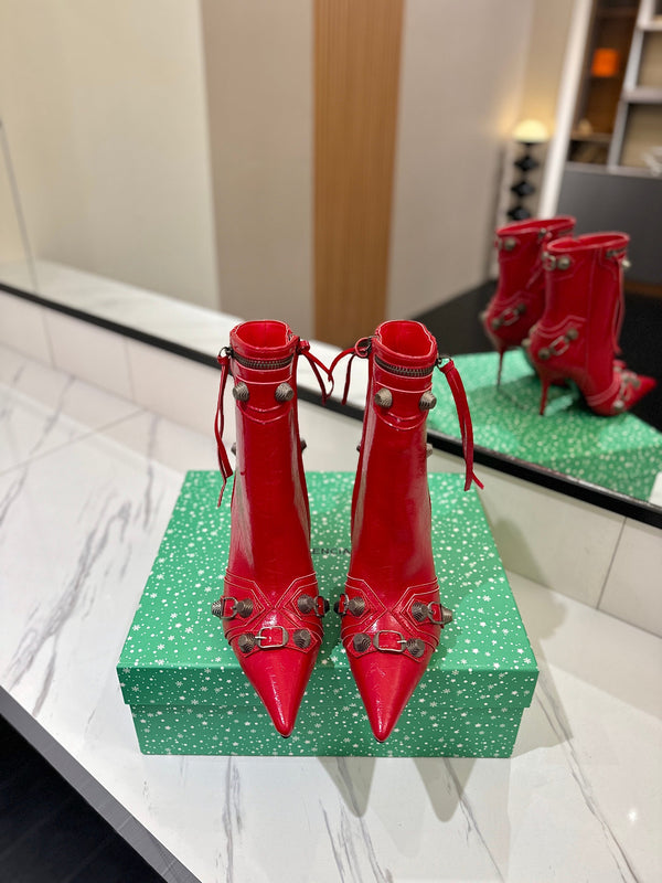 BLC Cagole Mid-Calf Boots 9.5cm Red Leather 985488