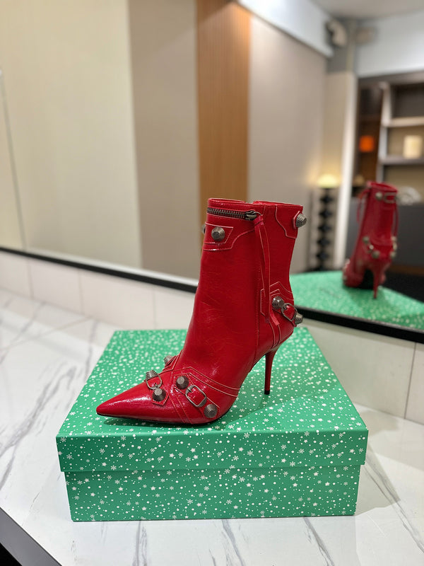 BLC Cagole Mid-Calf Boots 9.5cm Red Leather 985488