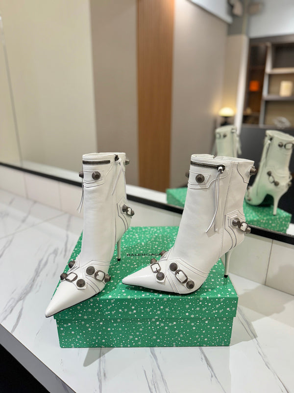 BLC Cagole Mid-Calf Boots 9.5cm White Leather 985486