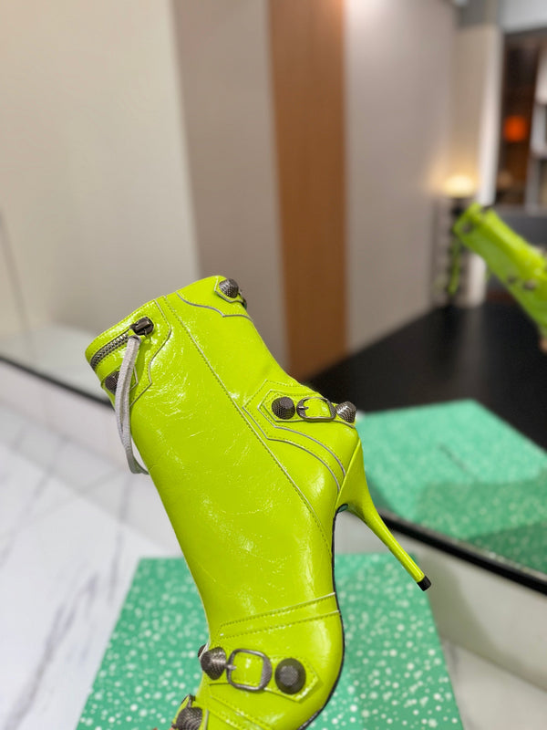 BLC Cagole Mid-Calf Boots 9.5cm Neon Green Leather 985485