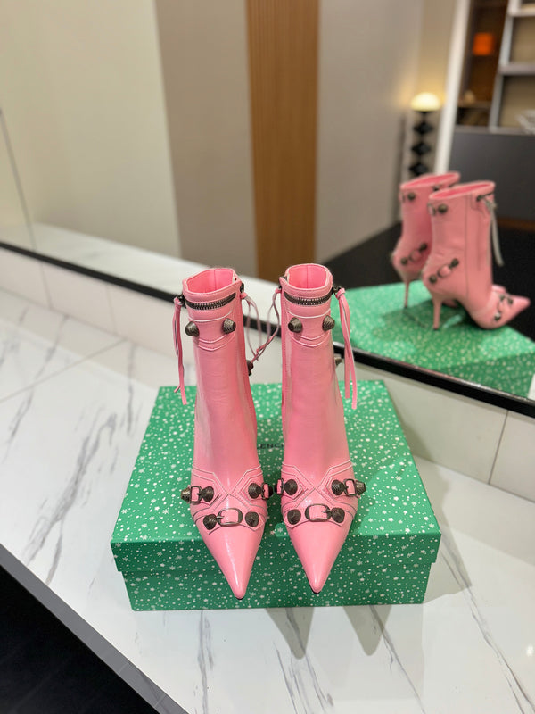 BLC Cagole Mid-Calf Boots 9.5cm Pink Leather 985483