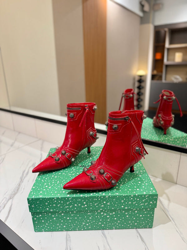 BLC Cagole Mid-Calf Boots 5cm Red Leather 985479