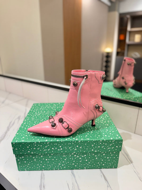 BLC Cagole Mid-Calf Boots 5cm Pink Leather 985478
