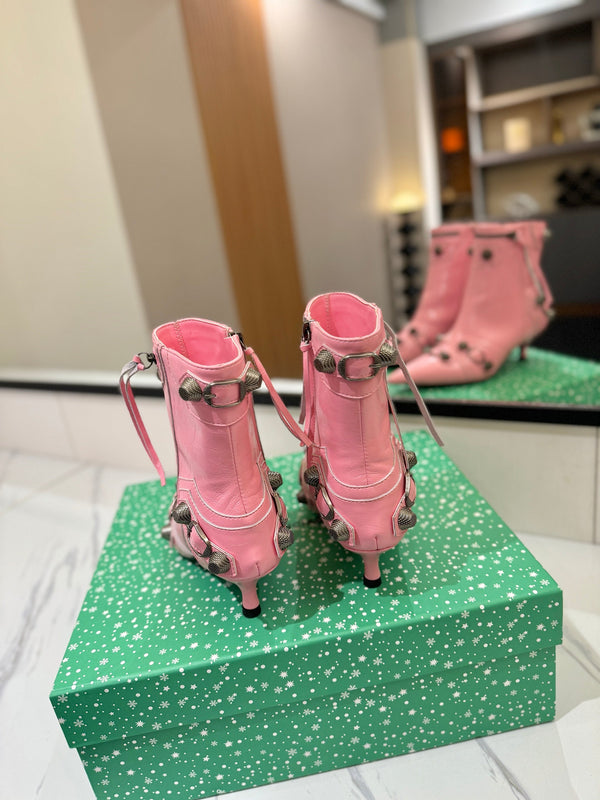BLC Cagole Mid-Calf Boots 5cm Pink Leather 985478