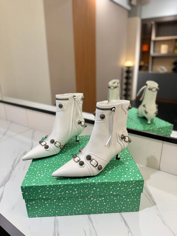 BLC Cagole Mid-Calf Boots 5cm White Leather 985477