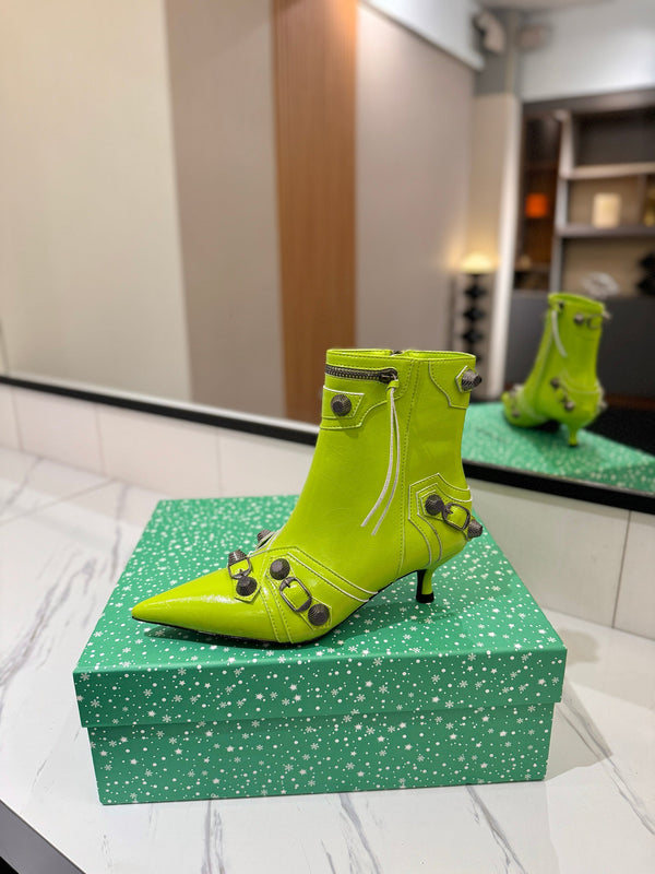 BLC Cagole Mid-Calf Boots 5cm Neon Green Leather 985476
