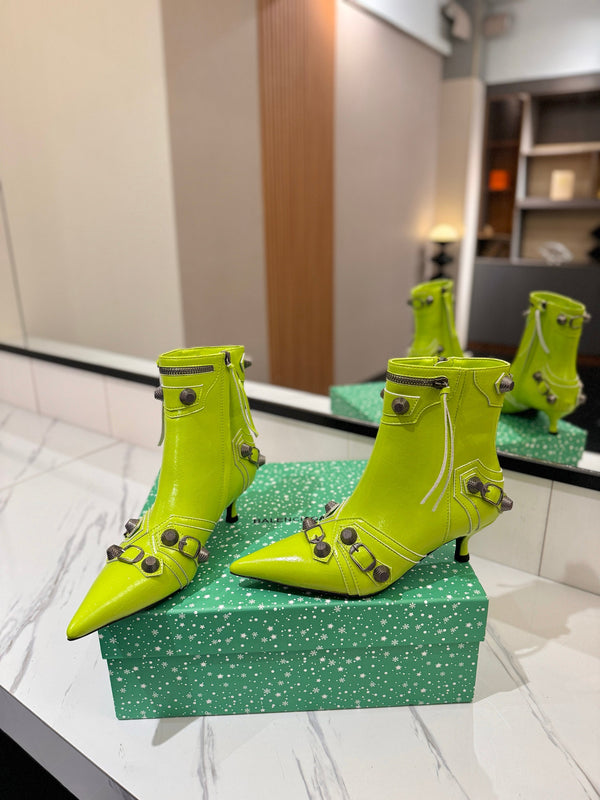 BLC Cagole Mid-Calf Boots 5cm Neon Green Leather 985476