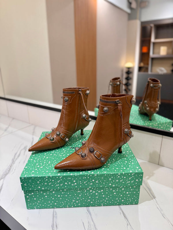 BLC Cagole Mid-Calf Boots 5cm Brown Leather 985474