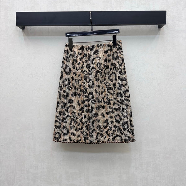 CC Métiers d'Art Leopard Skirt Brown Black Polyester 422561