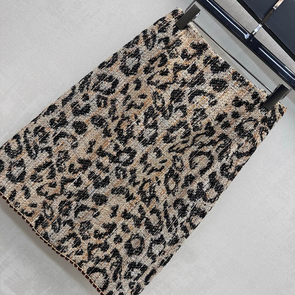 CC Métiers d'Art Leopard Skirt Brown Black Polyester 422561