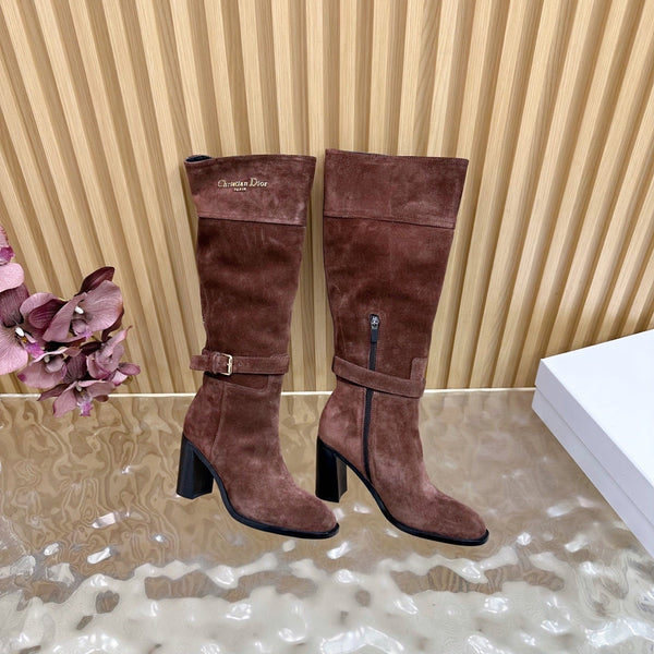 CD D-Town Heeled Knee-High Boots Chocolate Brown Suede 955999