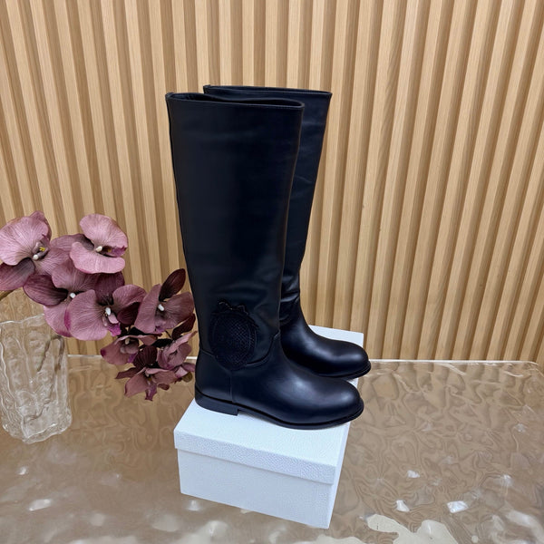 CD 26s Knee-High Boots Black Suede Leather 955992
