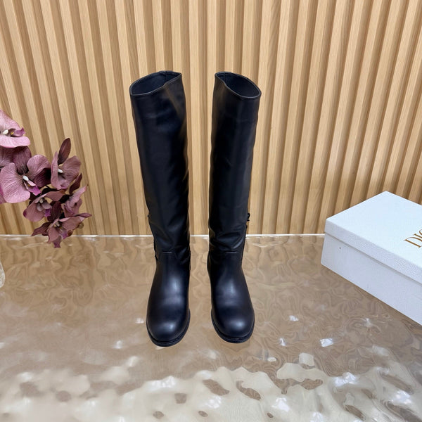 CD 26s Knee-High Boots Black Suede Leather 955992