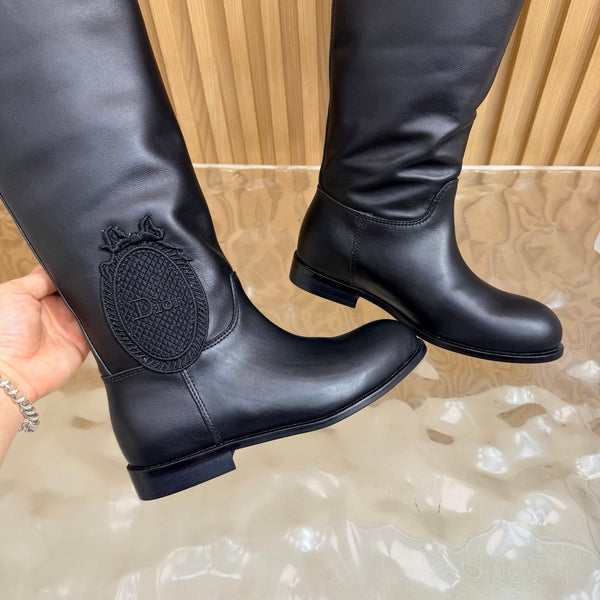 CD 26s Knee-High Boots Black Suede Leather 955992