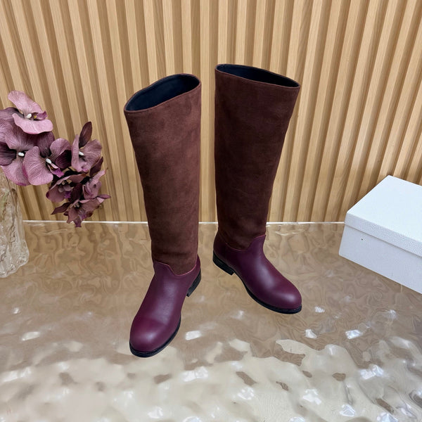 CD 26s Knee-High Boots Burgundy Suede Leather 955993