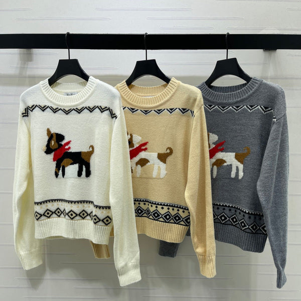 Max 26s Animal Print Knit Long Sleeve Wool 423845
