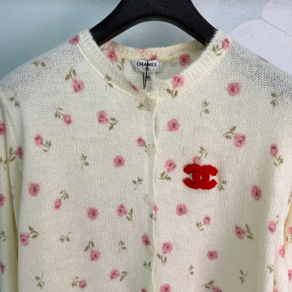 CC Crewneck Knit Cardigan Floral Wool 426062
