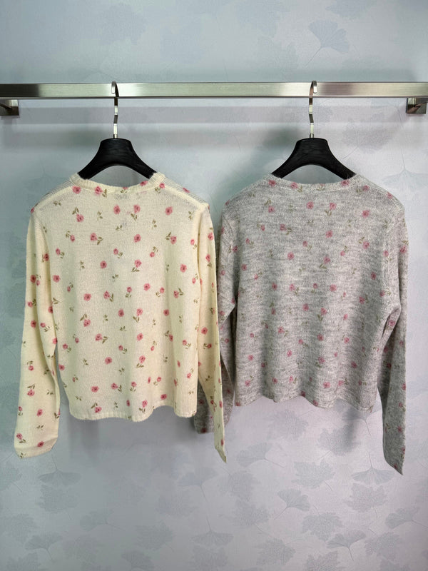 CC Crewneck Knit Cardigan Floral Wool 426062