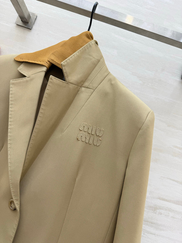 Miu Tailored Blazer Knit Collar Cuffs 427472