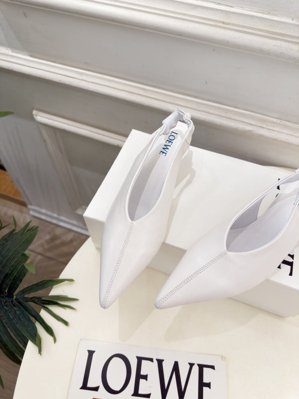 LW 26S Origami Slingback Pumps 4.5cm White Leather 111583