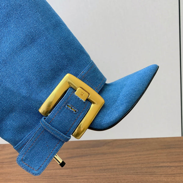 BM 26S Fold-Over Gaiter Boots 8.5cm Blue Denim 111365