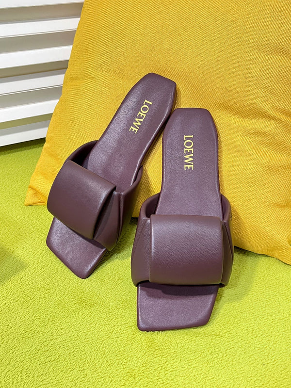 LW 26S Origami Slide Sandals Burgundy Leather 137667
