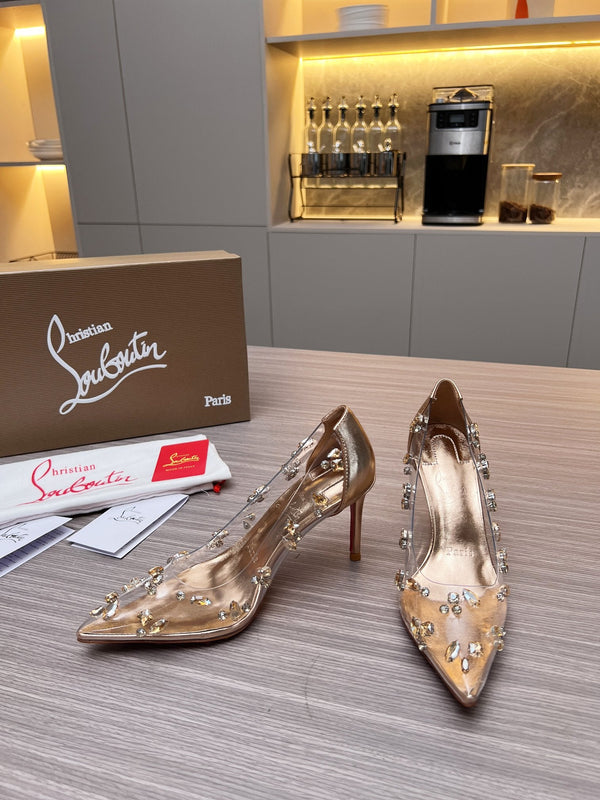 CL 26S Degraqueen Pumps 8.5cm Crystal Gold PVC 140667
