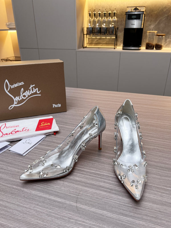 CL 26S Degraqueen Pumps 8.5cm Crystal Silver PVC 140666