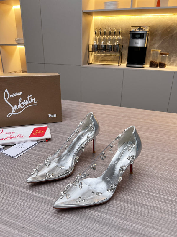 CL 26S Degraqueen Pumps 8.5cm Crystal Silver PVC 140666
